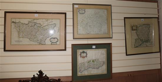 Robert Morden Maps of Kent, Sussex, Hampshire and Hertfordshire largest 13.5 x 25in.